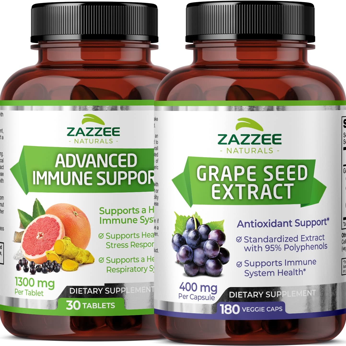 Zazzee Grape Seed Extract Capsules And Advanced Immune Support Tablets