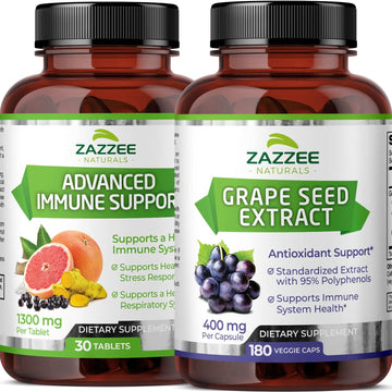 Zazzee Grape Seed Extract Capsules And Advanced Immune Support Tablets