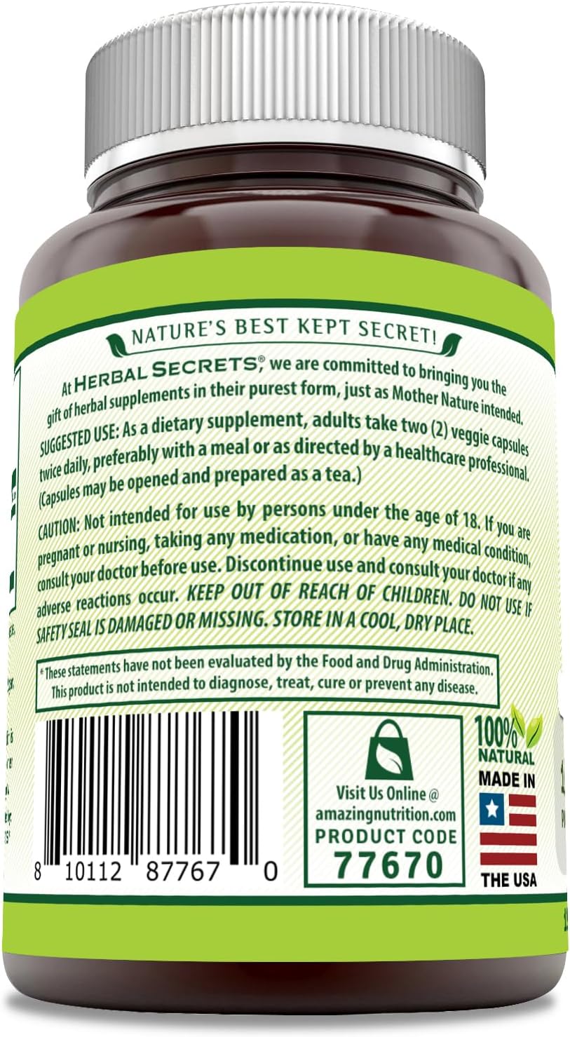 Amazing Nutrition Herbal Secrets Green Tea Extract 1000 Mg Per Serving | Veggie Capsules Supplement | Non-Gmo | Gluten-Free | Made In Usa (1 Pack, 120 Count)