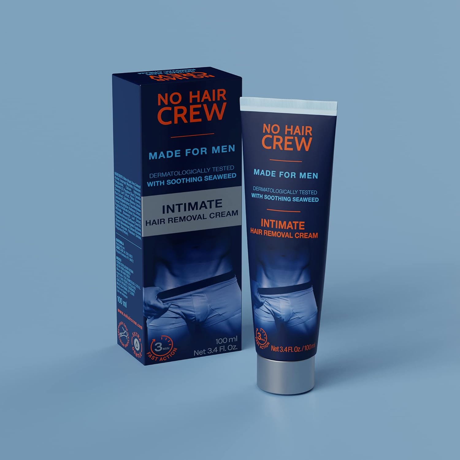 No Hair Crew Intimate/Private At Home Hair Removal Cream for Men - Painless, Flawless, Soothing Depilatory for Manscaping Unwanted Coarse Male Body Hair, 100ml (2 Pack) : Beauty & Personal Care