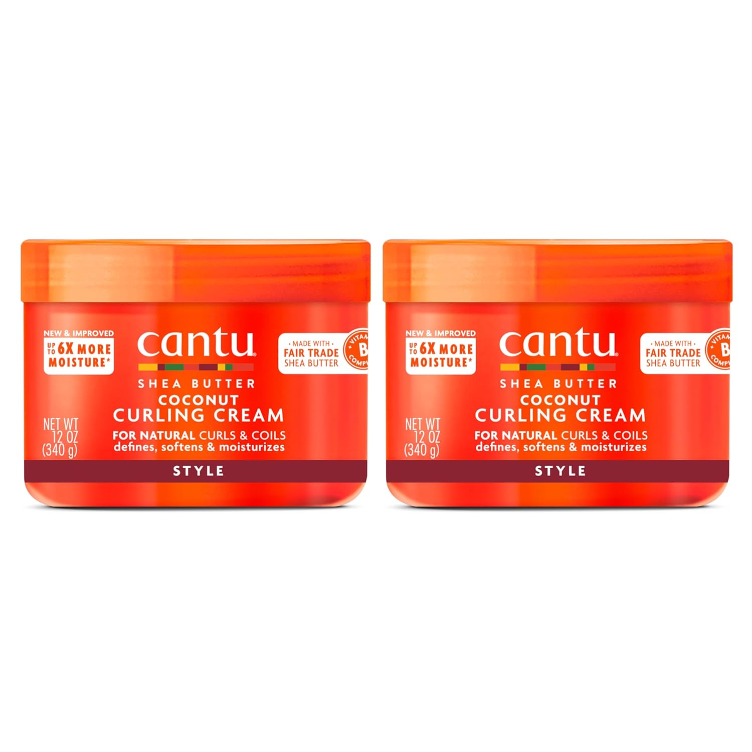 Cantu Coconut Curling Cream For Natural Hair With Pure Shea Butter, 12 Oz (Pack Of 2)