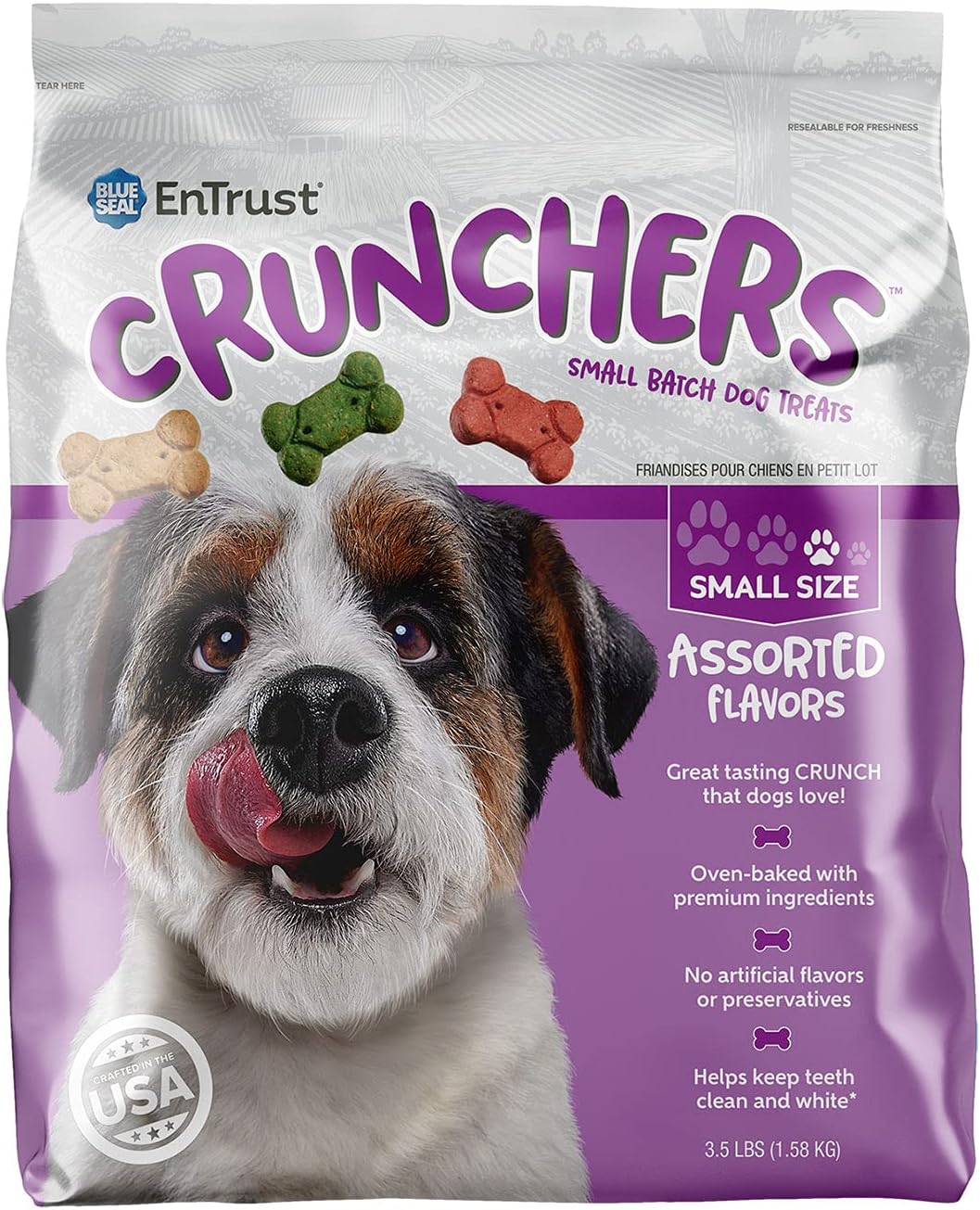 Blue Seal Entrust Crunchers Dog Treats For Dogs | Premium Ingredients | Assorted Flavors | 3.5 Pound Bag