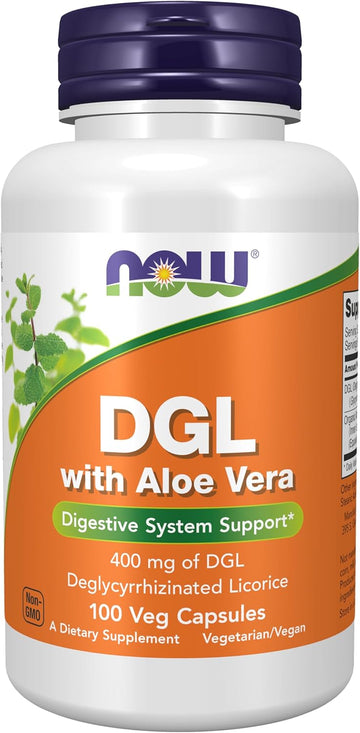 Now Foods Supplements, Dgl With Aloe Vera (Deglycyrrhizinated Licorice) Dietary Supplement, 100 Veg Capsules