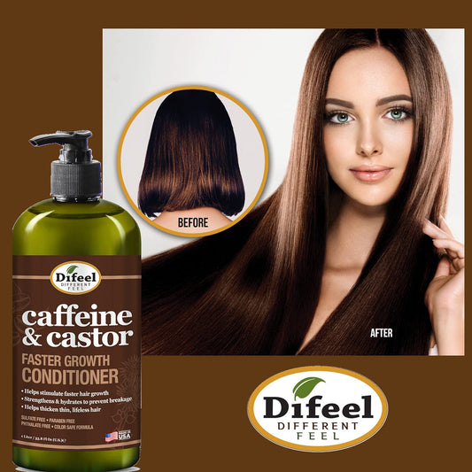 Difeel Caffeine & Castor Conditioner For Faster Hair Growth 33.8 Oz