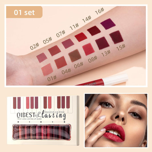 Qibest 7Pcs Matte Liquid Lipstick And 1Pcs Lip Plumper Makeup Set, Pigmented Waterproof Halloween Lip Make Up Valentine'S Gift Lip Gloss Sets Long Wearing Velvet Lip Kit For Teens & Women