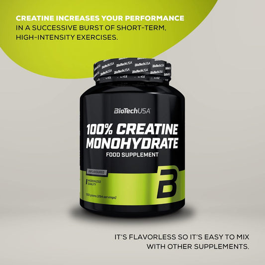 Biotechusa 100% Creatine Monohydrate | Pharmaceutical-Grade Creatine | Micronized | Vegan | Glutenfree, Unflavoured, 300 G