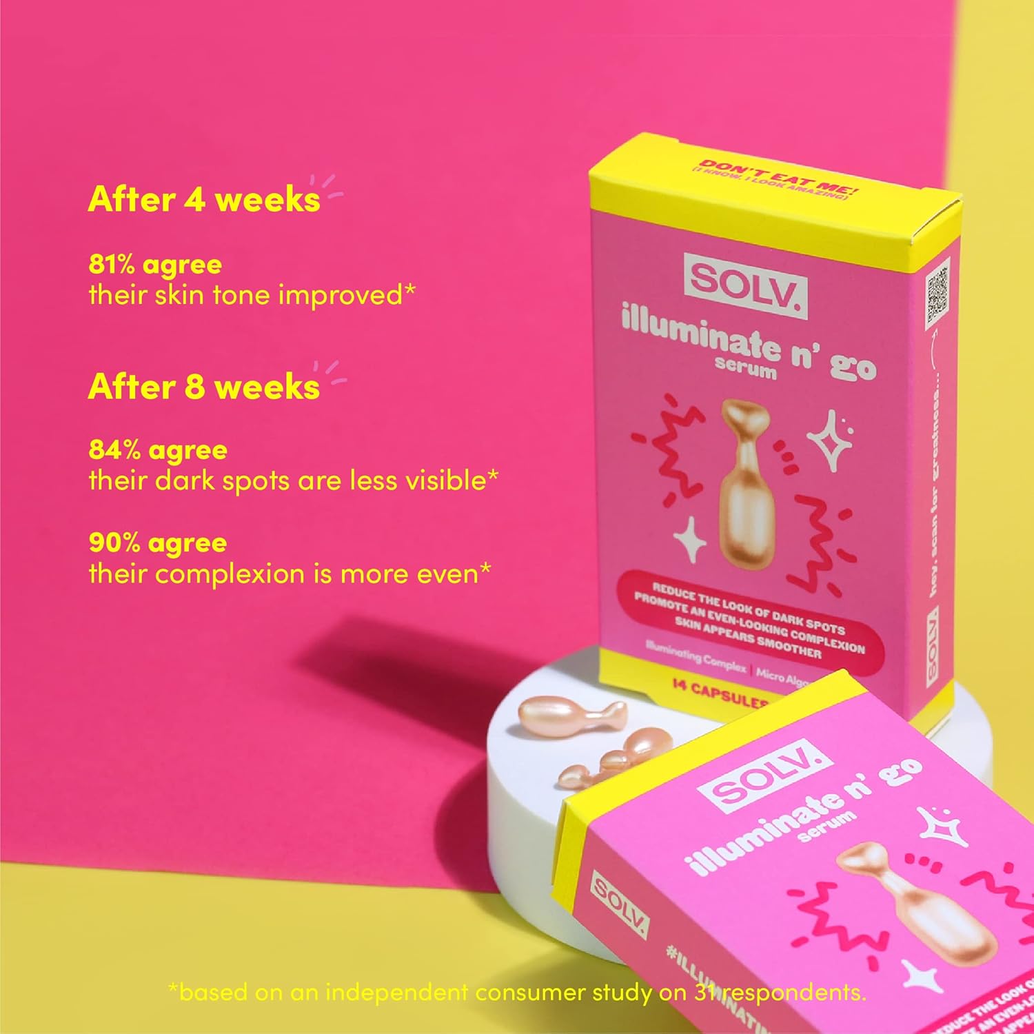 SOLV. Illuminate n' go Serum - 14 Capsules. Reduce the look of dark spots, Promote an even-looking complexion, Skin appears smoother : Amazon.co.uk: Beauty