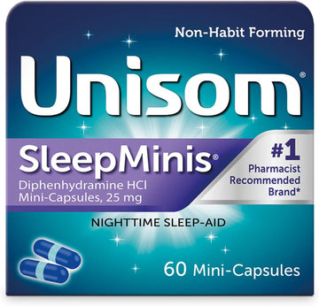 Unisom SleepMinis, Nighttime Sleep-aid, Diphenhydramine HCI 25 mg, Mini-Capsules, 60 Count (Pack of 6)