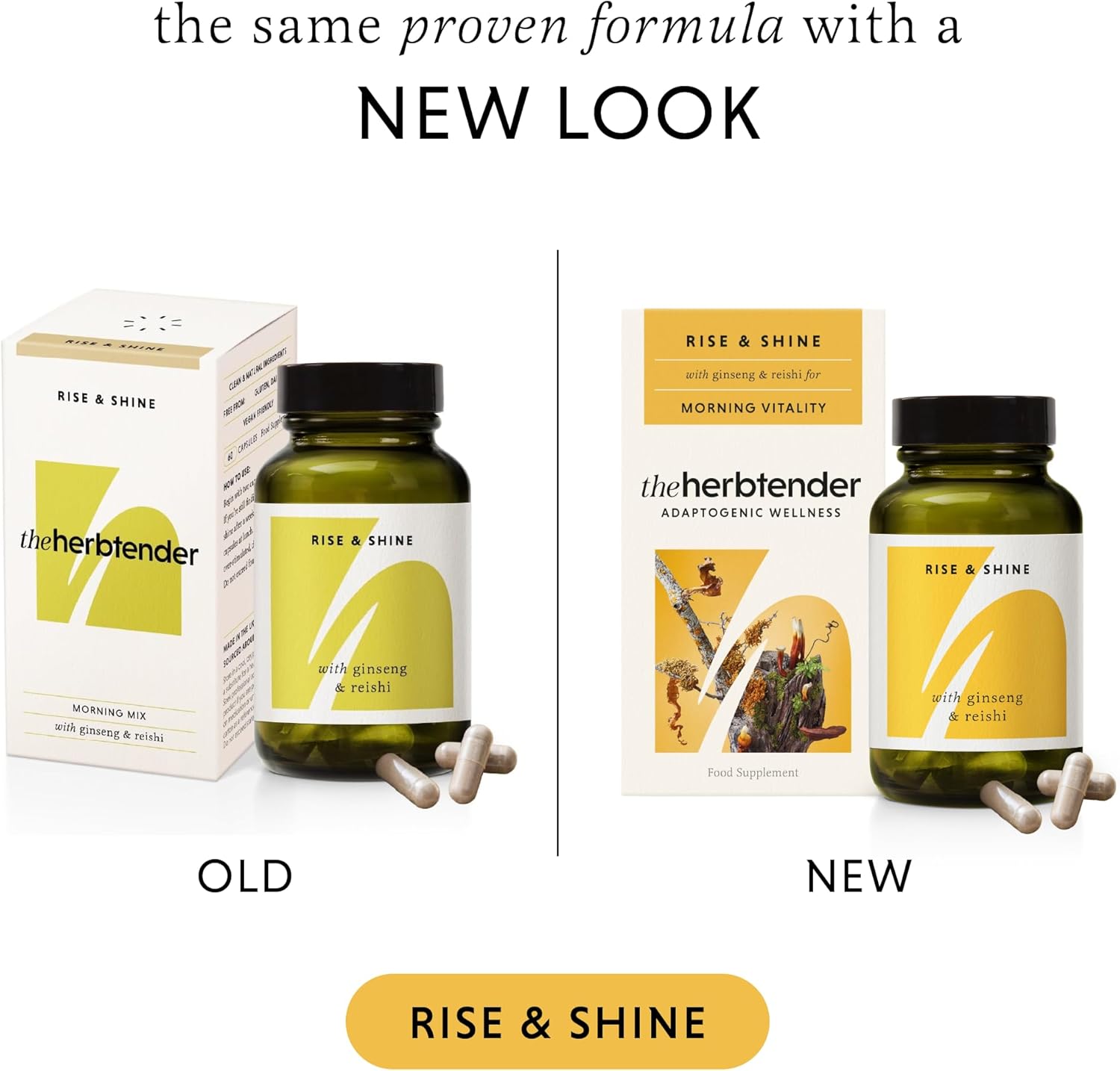 The Herbtender Rise & Shine - Natural Energy Supplement, Caffeine-Free with Ginseng and Reishi, Supports Vitality and Cognitive Performance, Vegan, Organic Ingredients (Morning Vitality) : Amazon.co.uk: Health & Personal Care