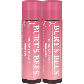 Burt'S Bees Lip Tint Balm With Long Lasting 2 In 1 Duo Tinted Balm Formula, Color Infused With Deeply Hydrating Shea Butter For A Natural Looking Buildable Finish, Soft Hibiscus (2-Pack)