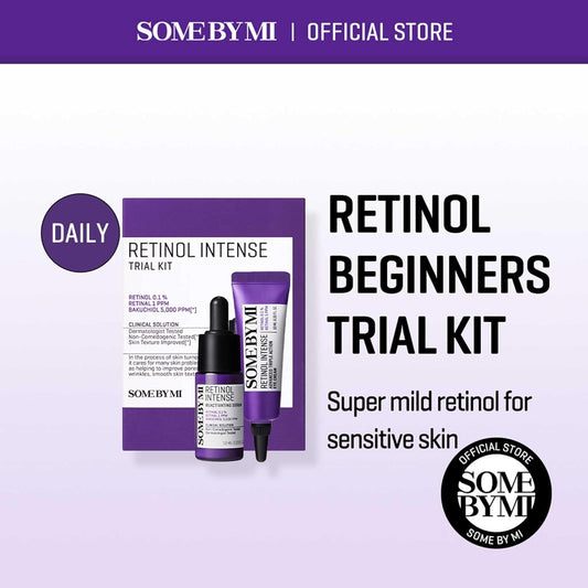 Some By Mi Retinol Intense Trial Kit - Serum And Eye Cream, 0.33Oz - Mild Korean 0.1% Retinol Face Serum And Eye Cream For Beginner - Skin Texture, Elasticity And Under Eye Care - Korean Skin Care