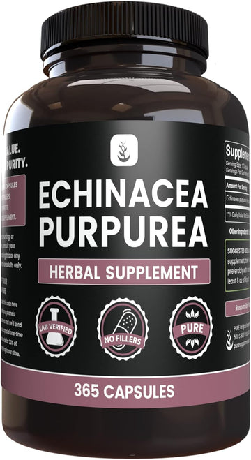 Pure Original Ingredients Echinacea Purpurea (365 Capsules) No Magnesium Or Rice Fillers, Always Pure, Lab Verified