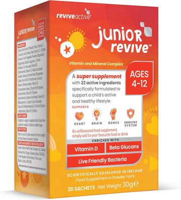 Revive Active Junior Revive - 22 Active Ingredients In 1 Daily Sachet For Children - Kids Vitamin & Mineral Complex - Supports Heart Health, Mental Performance And Immune System - 20 Sachets