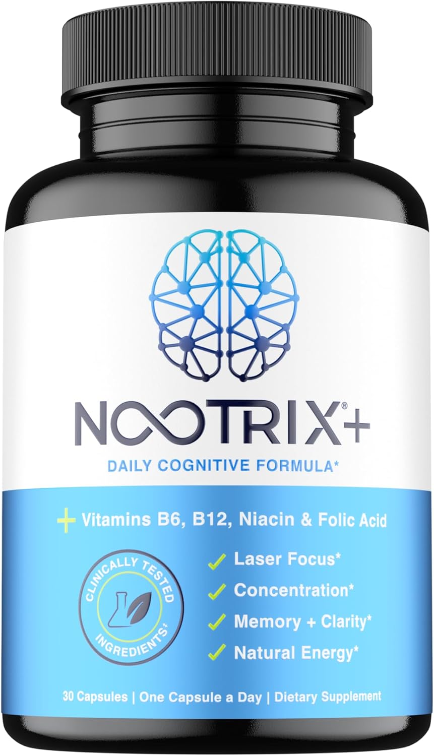 Plus - Brain Supplements For Memory & Focus | Nootropic To Support Concentration & Brain Health | Vitamin B1, Vitamin B6, Vitamin B12, Sunflower Lecithin Phosphatidylserine | 30 Vegan Capsules