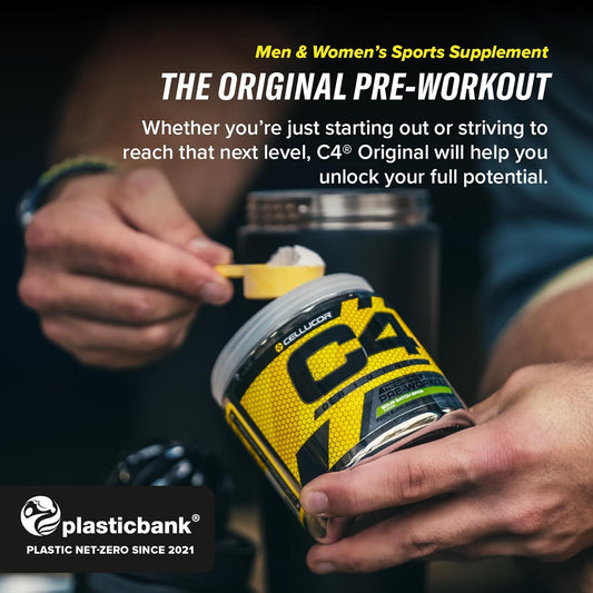 C4 Original Beta Alanine Sports Nutrition Bulk Pre Workout Powder For Men & Women | Best Pre-Workout Energy Drink Supplements | Creatine Monohydrate | Green Apple | 60 Servings