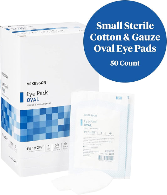 Mckesson Eye Pads, Sterile, Oval, Non-Adherent, 1 5/8 In X 2 5/8 In, 50 Count, 1 Pack