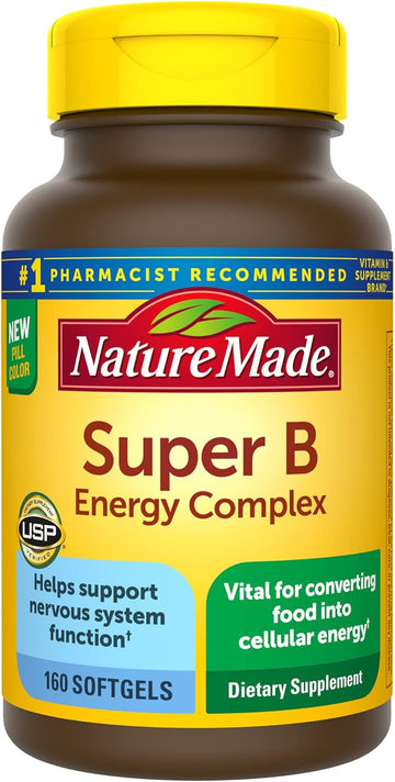 Nature Made Super B Energy Complex, Dietary Supplement For Brain Cell Function Support, 160 Softgels, 160 Day Supply