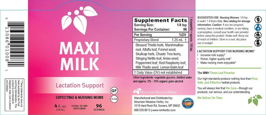 Mountain Meadow Herbs Maxi-Milk - 4 oz - All Natural Liquid Lactation Supplement to Increase Milk Supply for Breastfeeding Moms