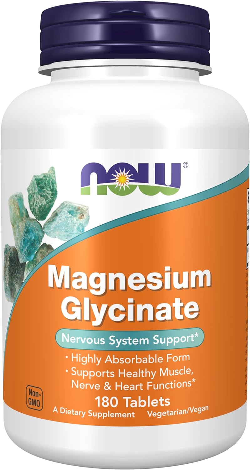 Now Foods Supplements, Magnesium Glycinate 100 Mg, Highly Absorbable Form, 180 Tablets