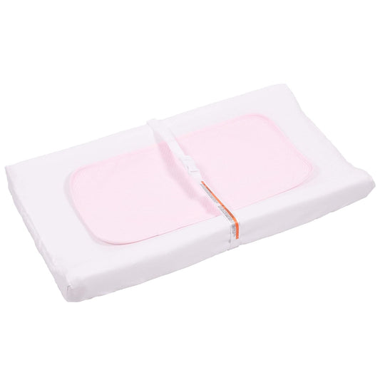 Belsden 2 Pack Microfiber Soft Changing Pad Cover Set, With 2 Considerate Safety Belt Holes, Durable Diaper Change Table Sheet Set For Baby Girls, 16''X32''X8'', White & Pink Colors