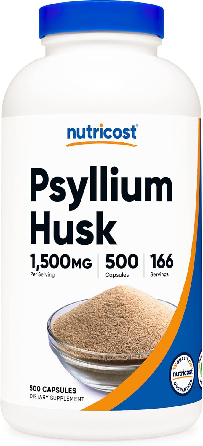 Nutricost Psyllium Husk 1500mg Per Serving, 500 Capsules - Non-GMO & Gluten Free