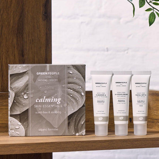 Green People Sensitive Skin Care Set - Natural & Organic 3-Step Routine - Cleanser, Moisturiser & Spf15 - Vegan, 3 X 30Ml