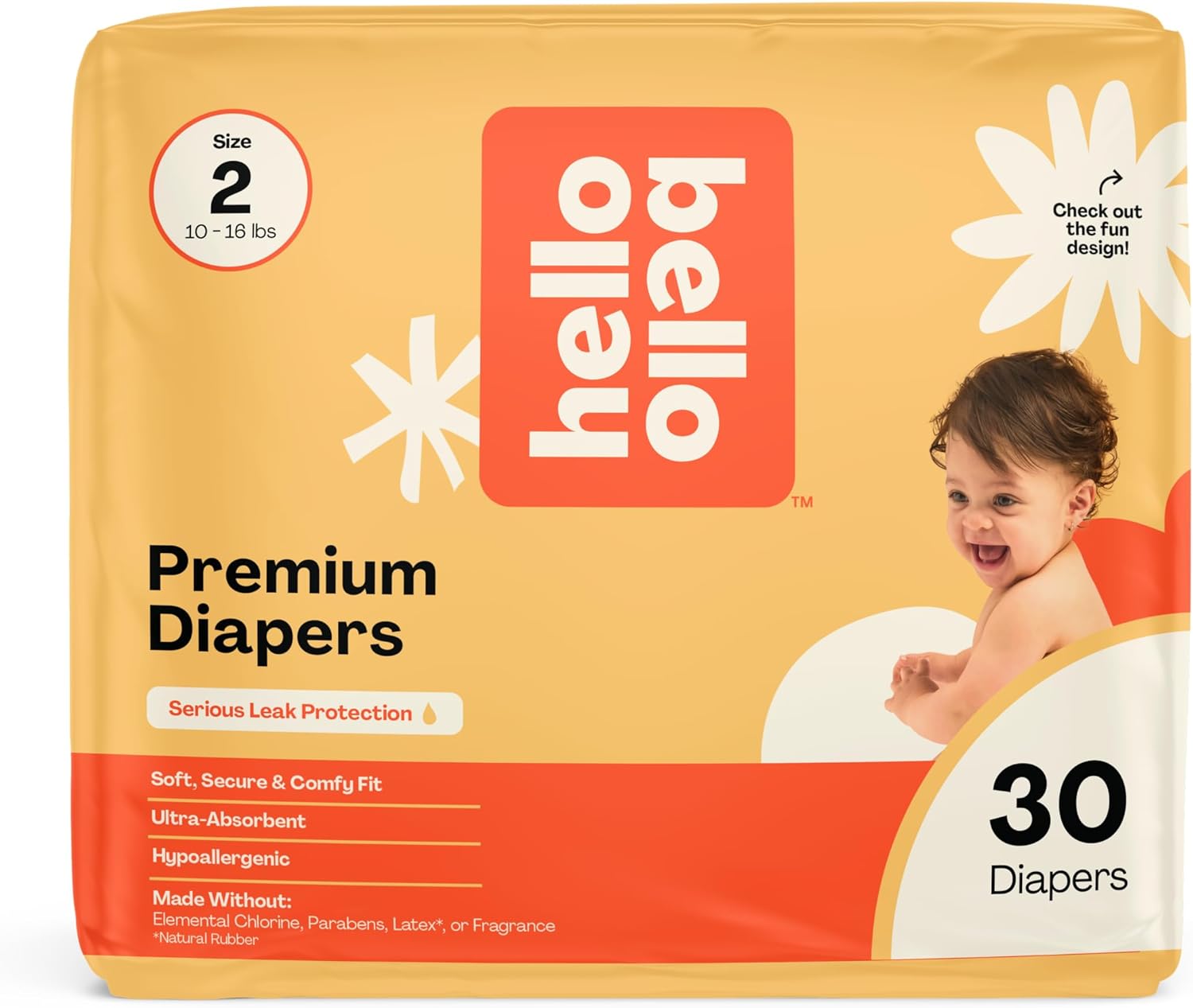 Hello Bello Diapers, Size 2 (10-16 Lbs) Superstars, 30 Count Of Premium Disposable Baby Diapers, Hypoallergenic With Soft, Cloth-Like Feel