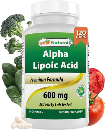 Best Naturals Alpha Liopic Acid 600 Mg 120 Count - Ala Alpha Lipoic Acid Powerful Antioxidant