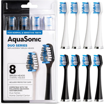Aquasonic Duo Series Replacement Brush Heads | For Normal & Sensitive Teeth | Compatible With Duo Series & Home Dental Center Toothbrush Handles | Not Compatible With Duo Series Pro
