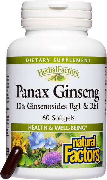 HerbalFactors by Natural Factors, Panax Ginseng, Promotes Resistance to Everyday Stress and a Healthy Well-Being, 60 softgels (60 servings)