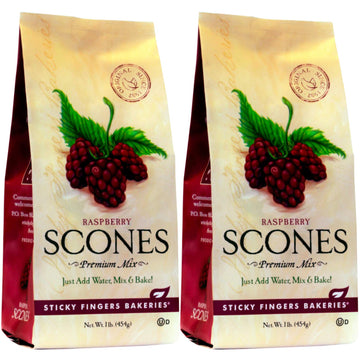 English Scone Mix with Raspberry by Sticky Fingers Bakeries – Easy to Make English Scones Fresh Baked, Makes 12 Scones (2pk)