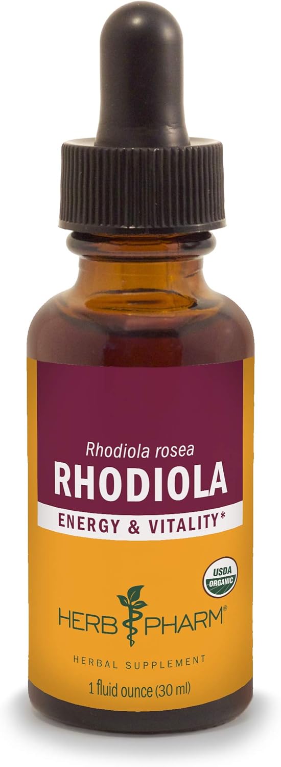 Herb Pharm Certified Organic Rhodiola Root Extract for Energy, Endurance and Stamina, Organic Cane Alcohol, 1 Ounce (090700003555)