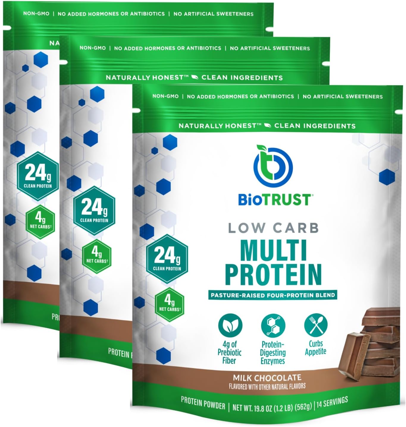 Biotrust Low Carb Protein Powder – Natural And Delicious Whey & Casein Blend From Grass-Fed Hormone Free Cows – Non Gmo, Soy Free, Gluten Free, Hormone Free (Chocolate, 3-Pack)