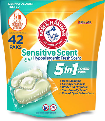 Arm & Hammer Sensitive Fresh Scent 5-IN-1 Power Paks, 42 count