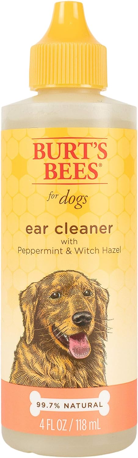 Burt's Bees for Pets Natural Ear Cleaner with Peppermint & Witch Hazel | Effective & Gentle Dog Ear Cleaning Solution for All Dogs | Cruelty Free, Made in USA, 4 Oz- 2 Pack