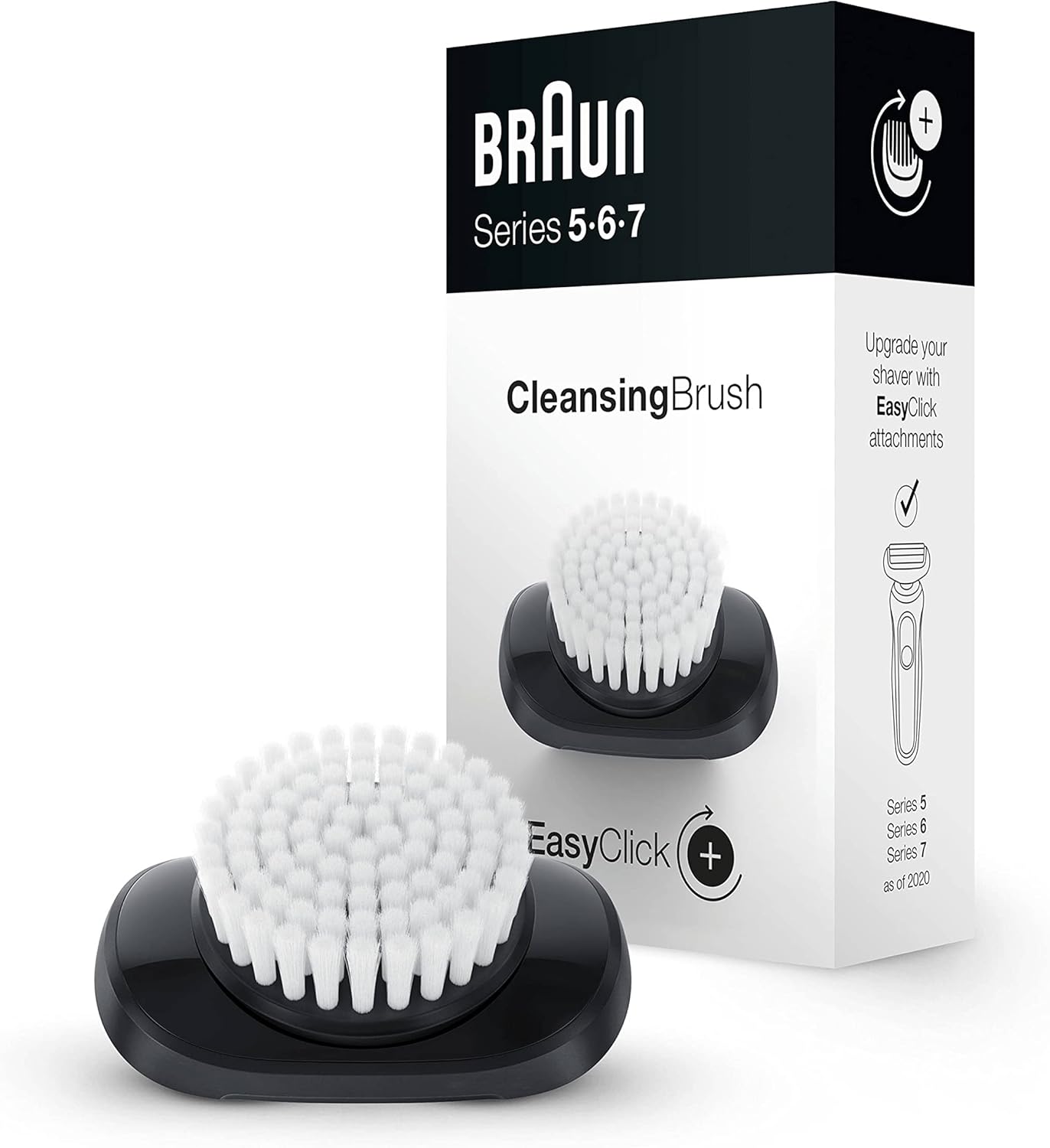 Braun Easyclick Cleansing Brush Attachment For New Generation Series 5, 6 And 7 Electric Shaver, Cleans, Exfoliates And Refines Your Skin, White