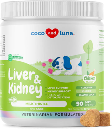 Milk Thistle For Dogs - 90 Soft Chews - Liver And Kidney Support For Dogs - Hepatic Support With Epa & Dha - Detox For Dogs - Liver Supplement For Dogs With Choline And L-Arginine (Soft Chews)