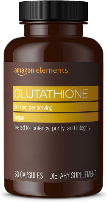 Amazon Elements Glutathione, 500Mg, 60 Capsules, 2 Month Supply (Packaging May Vary)