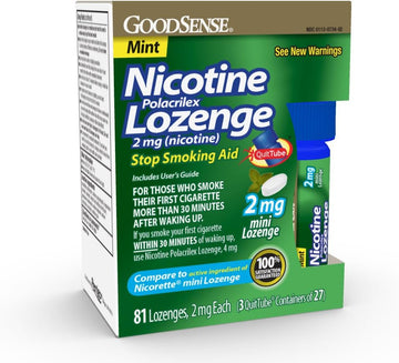 Goodsense Mini Nicotine Polacrilex Lozenge, 2 Mg (Nicotine), Stop Smoking Aid, Mint Flavor; Quit Smoking With Mint Nicotine Lozenge, 81 Count