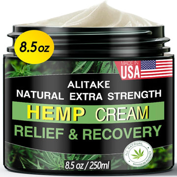 8.5 Oz Natural Hemp Cream - Instant Hemp Cream With Hemp, Arnica, Msm, Turmeric, Emu Oil, Menthol, Aloe, Rosemary Oil, Boswellia, Big Capacity - All-Natural Formula - Absorbs Quickly
