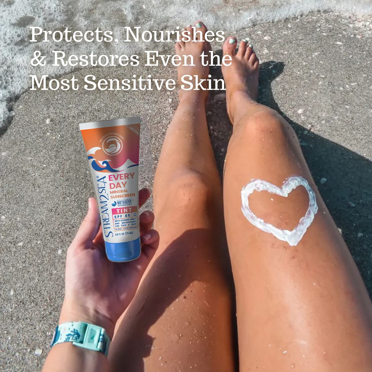 SPF 45 Every Day Tint Mineral Sunscreen | 2.5 Fl Oz Biodegradable, Paraben Free & Reef Safe Sunscreen | Non-Greasy Tinted Sunscreen For Face | Protection Against UVA & UVB for Face & Body : Beauty & Personal Care