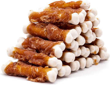 Mon2Sun Dog Treats, Chicken Wrapped Calcium Dog Bones Without Rawhide, 2.3 Inch Training Treats For Teeth Cleaning And Fresh Breath, Dog Chews For Puppy And Small Dogs (28 Count - Pack Of 1)