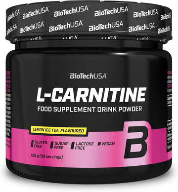 Biotechusa L-Carnitine Drink Powder, Flavoured Food Supplement Drink Powder With L-Carnitine L-Tartrate, Acetyl-L-Carnitine, Minerals And Sweetener, 150 G, Lemon Ice Tea