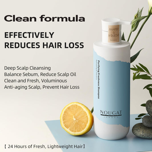 Nougat London Purifying Freshness Shampoo, Regrowth & Anti Hair Loss, Hydrating & Strengthening Hair, Sls & Paraben Free, Refresh & Delicate Perfume,Amino Acid Formula, Balances Oil And Water