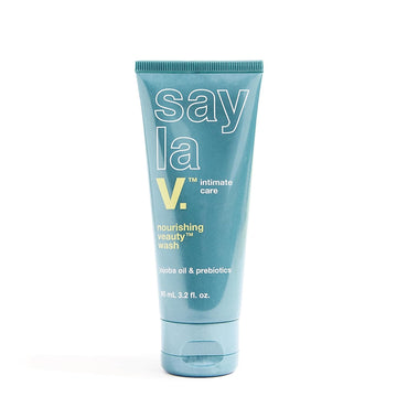 SAY LA V. Nourishing Veauty Feminine Wash, Intimate Vulva Hygiene with Prebiotics, Jojoba, Vitamin E, pH Balanced, Fragrance-Free, Gyno & Derm Tested, 3.4 Fl Oz