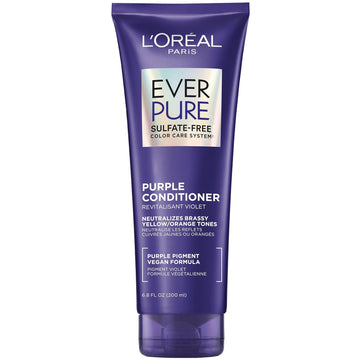 L’Oreal Paris Sulfate Free Brass Toning Purple Conditioner For Blonde, Bleached, Silver, Or Brown Highlighted Hair, Everpure, 6.8 Fl Oz (Packaging May Vary)