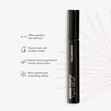 Green People Volumising Mascara - Natural Mascara For Sensitive Eyes - Long Lasting Colour - Pregnancy Safe, Gluten Free, Cruelty Free - Brown, 7Ml