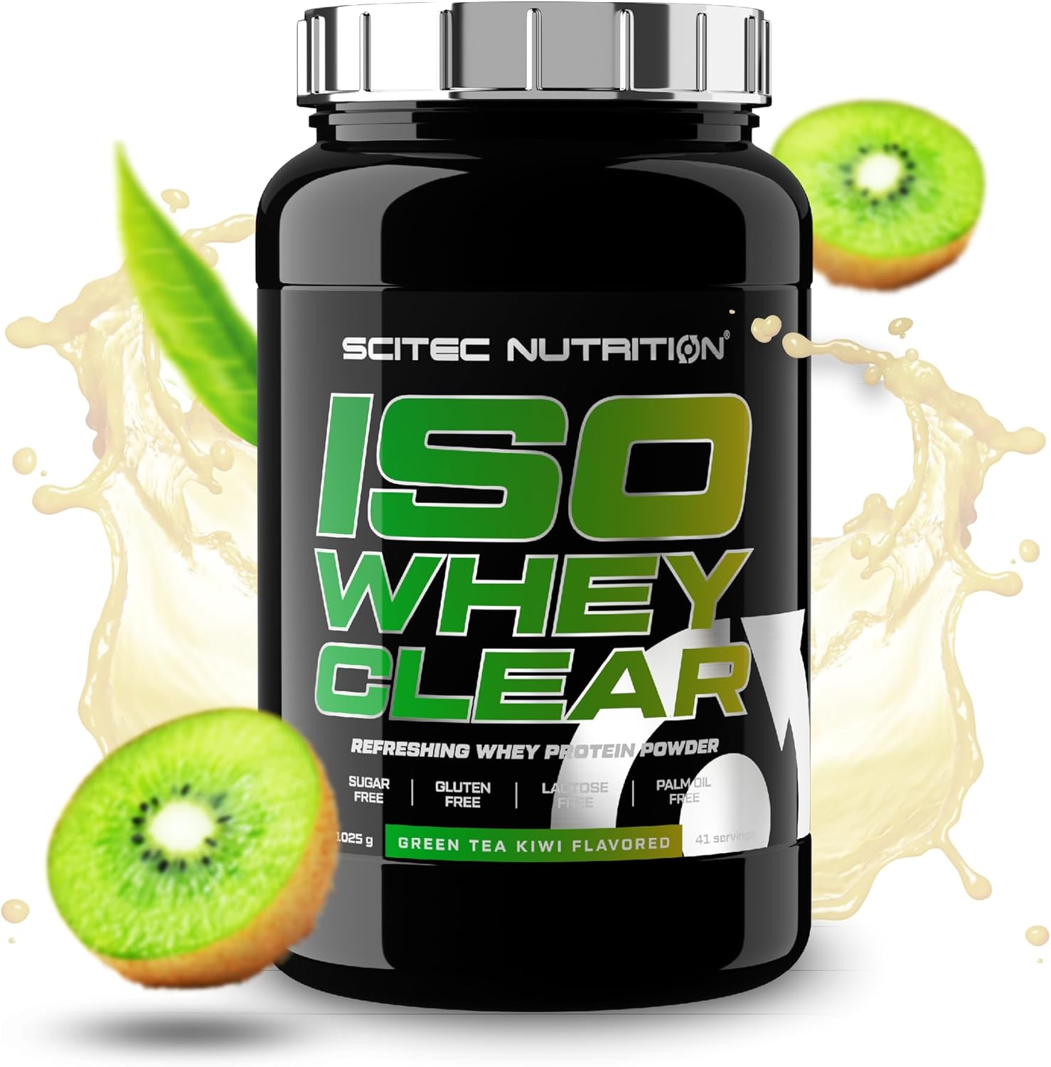 Scitec Nutrition Iso Whey Clear – Refreshing Protein Drink – Sugar-Free – Lactose-Free – Gluten-Free – Palm Oil-Free, 1025 G, Green Tea-Kiwi
