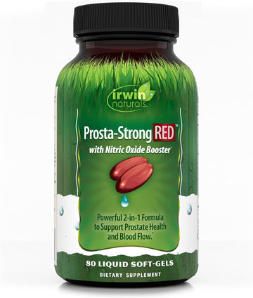 Irwin Naturals Prosta-Strong Red With Nitric Oxide Boosters - Prostate Health Support - Saw Palmetto, Lycopene, Pumpkin Seed & More - 80 Liquid Softgels