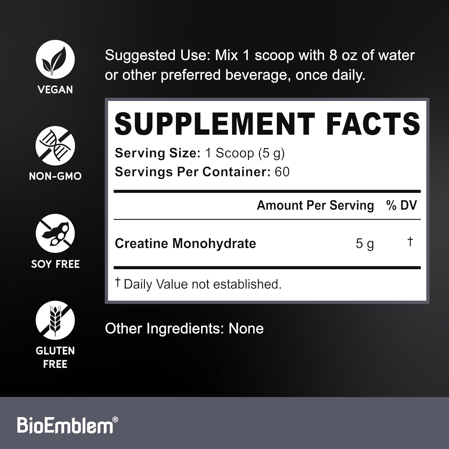 Bioemblem Creatine Monohydrate Powder – Micronized, Unflavored, 5000Mg Per Serving(5G) – Supports Muscle Strength, Workout Recovery & Performance Creatine Supplement– Vegan, Non-Gmo, 60 Servings : Health & Household